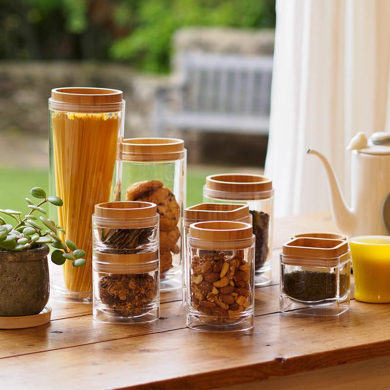 biite 重なるキャニスター 保存容器 1.75L バンブー パスタケース 円筒