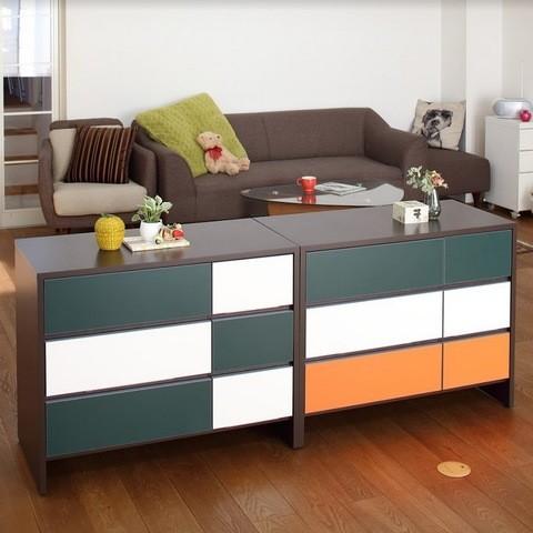 高評価続出！ 送料無料 日本製・完成品 リビング家具 幅90cm チェスト 2トーン市松 Aタイプ レッド 自社工場生産 収納家具 収納ラック 収納 木製 おしゃれ 北欧 【P2280775926】(12830円)