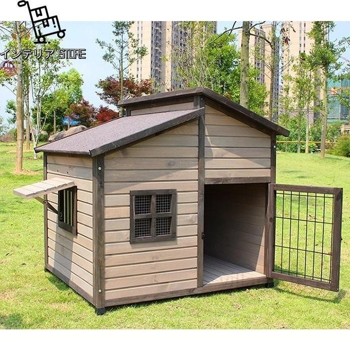 25【新品未使用】 屋外用犬小屋 豪華別荘 丈夫 飼育ケージ 小動物 転倒防止 安定性抜群 組立式 松の木 木製 防腐材 中型犬 大型犬用 ペット用品 【DG1163041852】(41682円)
