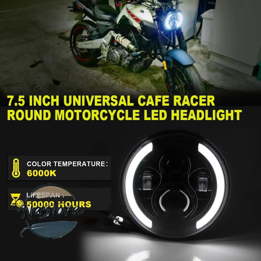 並行輸入品 ホンダ honda バイク ヘッドライト ヘッド ライト ラウンドled 7インチ ネスカフェレーサー 7.5インチ カスタムパーツ 部品 アクセサリー_9