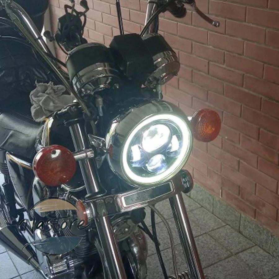 並行輸入品 ホンダ honda バイク ヘッドライト ヘッド ライト ラウンドled 7インチ ネスカフェレーサー 7.5インチ カスタムパーツ 部品 アクセサリー_13