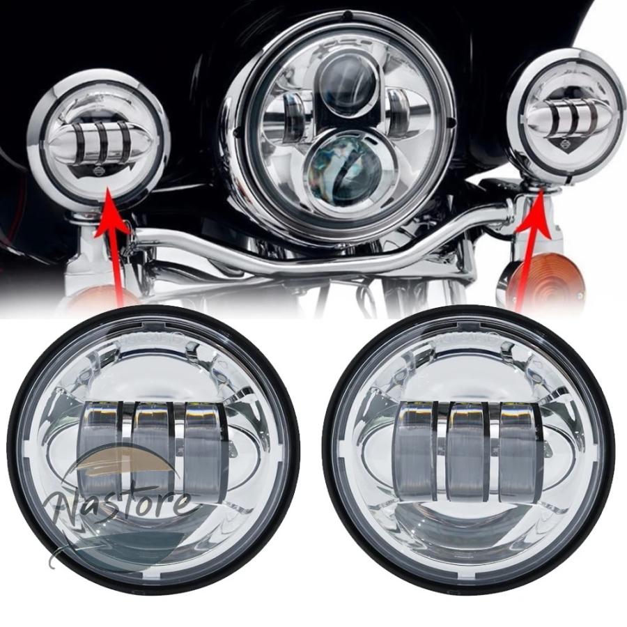 並行輸入品 バイク フォグランプ ヘッドライト クロームペア4.5インチ4 1 カスタムパーツ 部品 アクセサリー_11