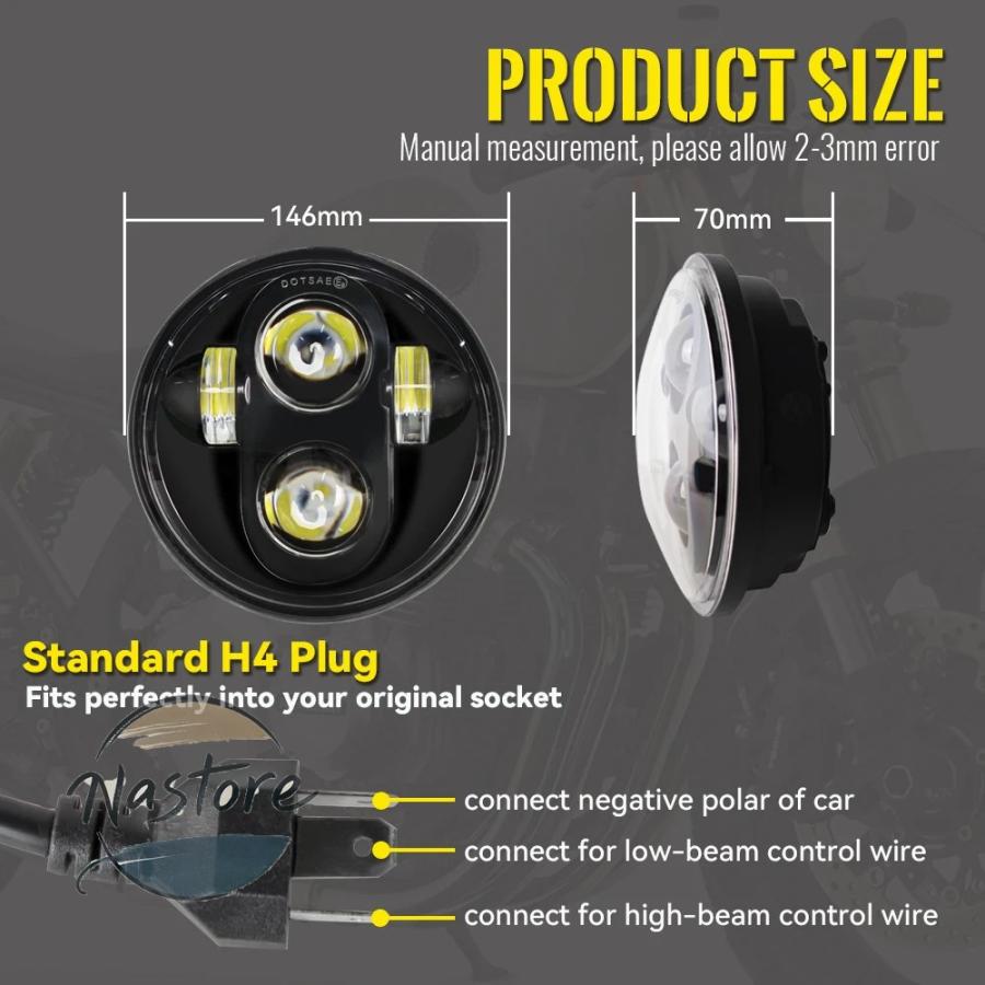 並行輸入品 バイク ヘッドライト 5 3/4インチ led ヘッドランプ 5.75インチ faro moto ライト カスタムパーツ 部品 アクセサリー_13