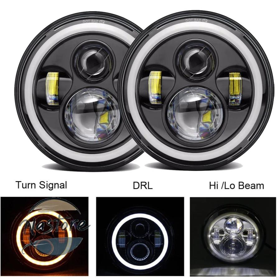 並行輸入品 バイク ヘッドライト ヘッド 7 インチ led ライト ブラック