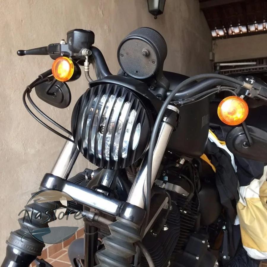 並行輸入品 xl1200c バイク カバー グリル ヘッドライト カスタム フロント ヘッド 5 3 4インチ アルミ ライト ハーレー スポーツスター カスタムパーツ 部品の画像
