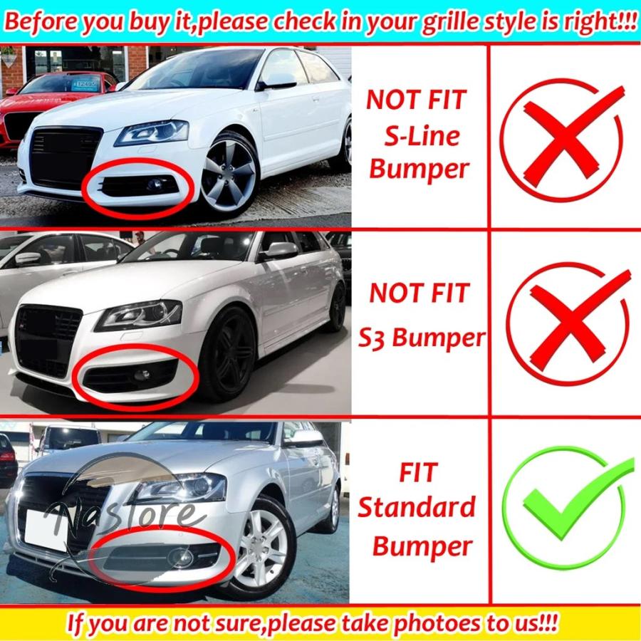 並行輸入品 アウディ audi a3 カバー グリル フロント 光沢/クローム カー ハニカム メッシュ 8p 2009-2013 8p0807682d フォグライト カスタムパーツ 部品_4