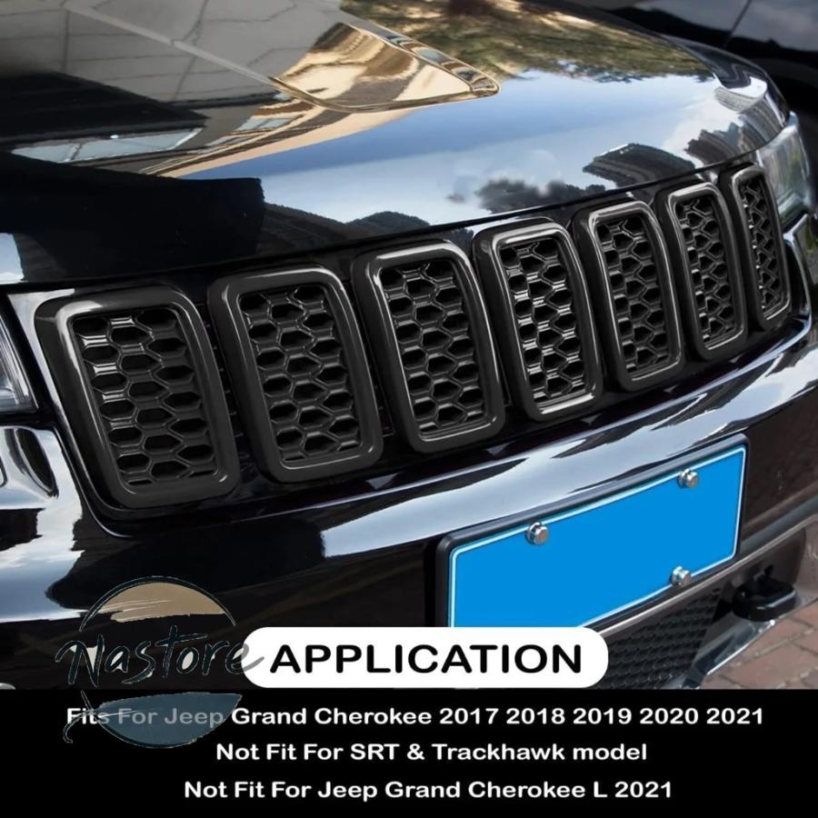 並行輸入品 jeep カバー グリル フロント 光沢 grand cherokee 2017-21 バンパー ハニカムメッシュトリム装飾 カスタムパーツ 部品 アクセサリーの画像