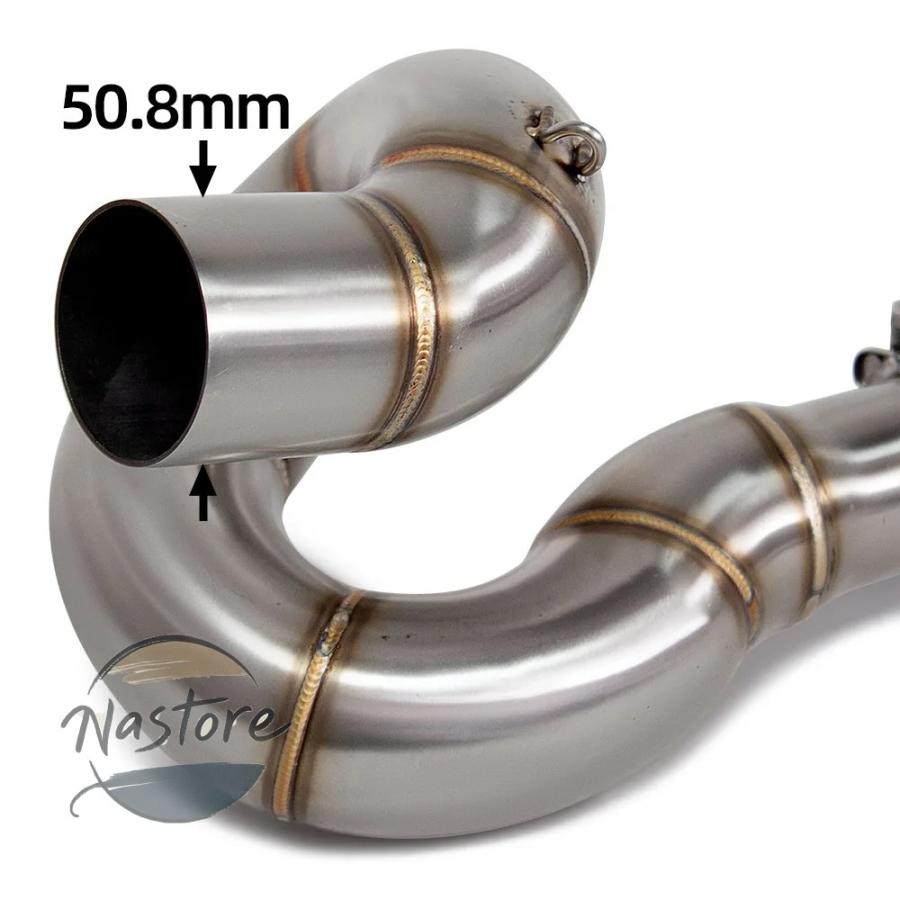 並行輸入品 バイク フロント カワサキ ニンジャ 650 z650 排気ドーナツリンクパイプ 51mm インターフェースレーシングステンレスラウンド_3