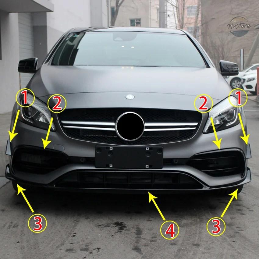並行輸入品 フロント BENZ W176 A200 A250 A45 AMG ハッチバック スポーツ 2016-2018 グロスブラック バンパーの画像
