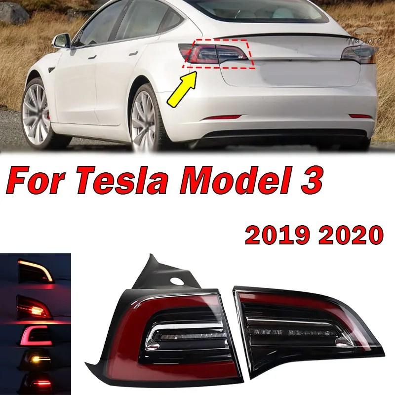 並行輸入品 リア ブレーキ テスラ モデル3 2019 2020 テールライト ライト フォグランプ ウィンカー リバース オートテールライトアセンブリ_1