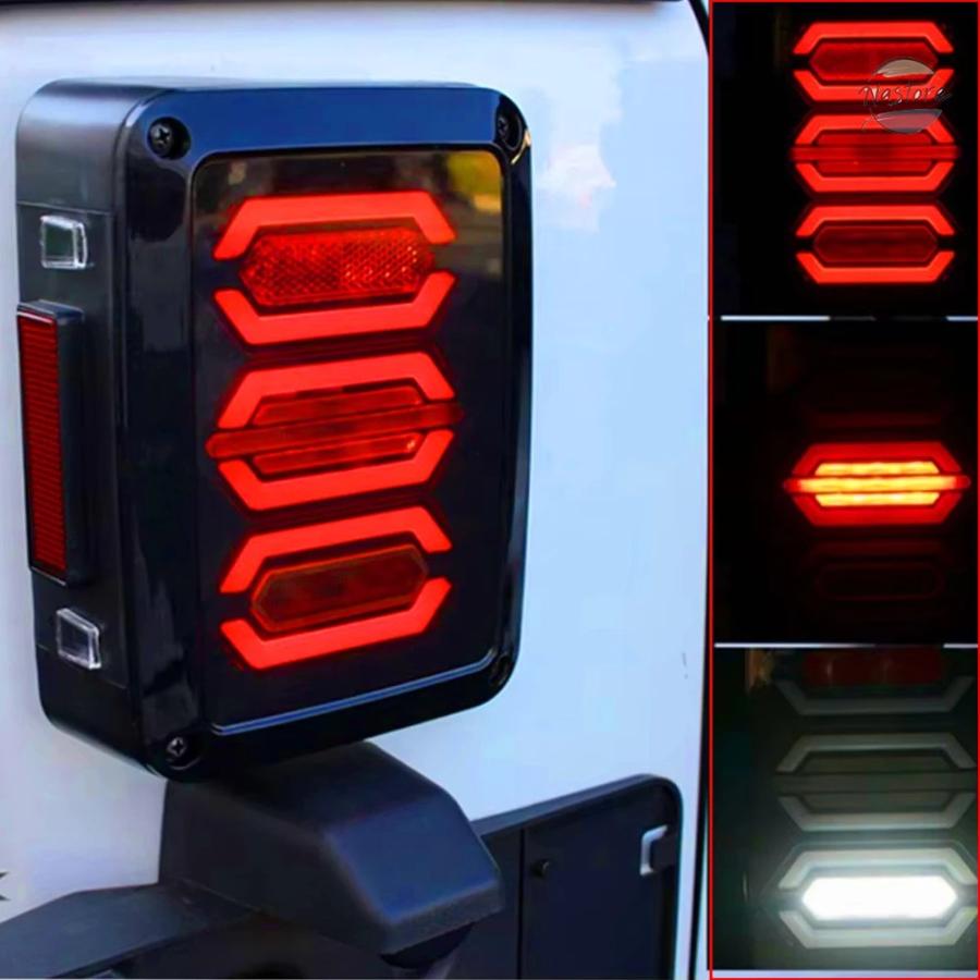 並行輸入品 ブレーキ LED テールライト スモークレンズ ジープ ラングラー 2007-2017 JK JKU ライト リバースライト シグナルライトの画像