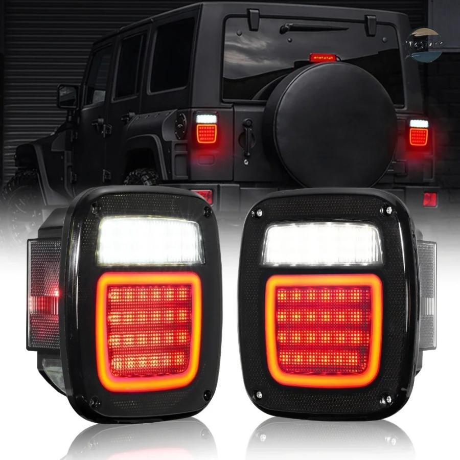 並行輸入品 リア ブレーキ ジープラングラー CJ TJ YJ JK トレーラーバン 汎用テールライト スモークレンズ ストップ リバースサイドマーカーの画像