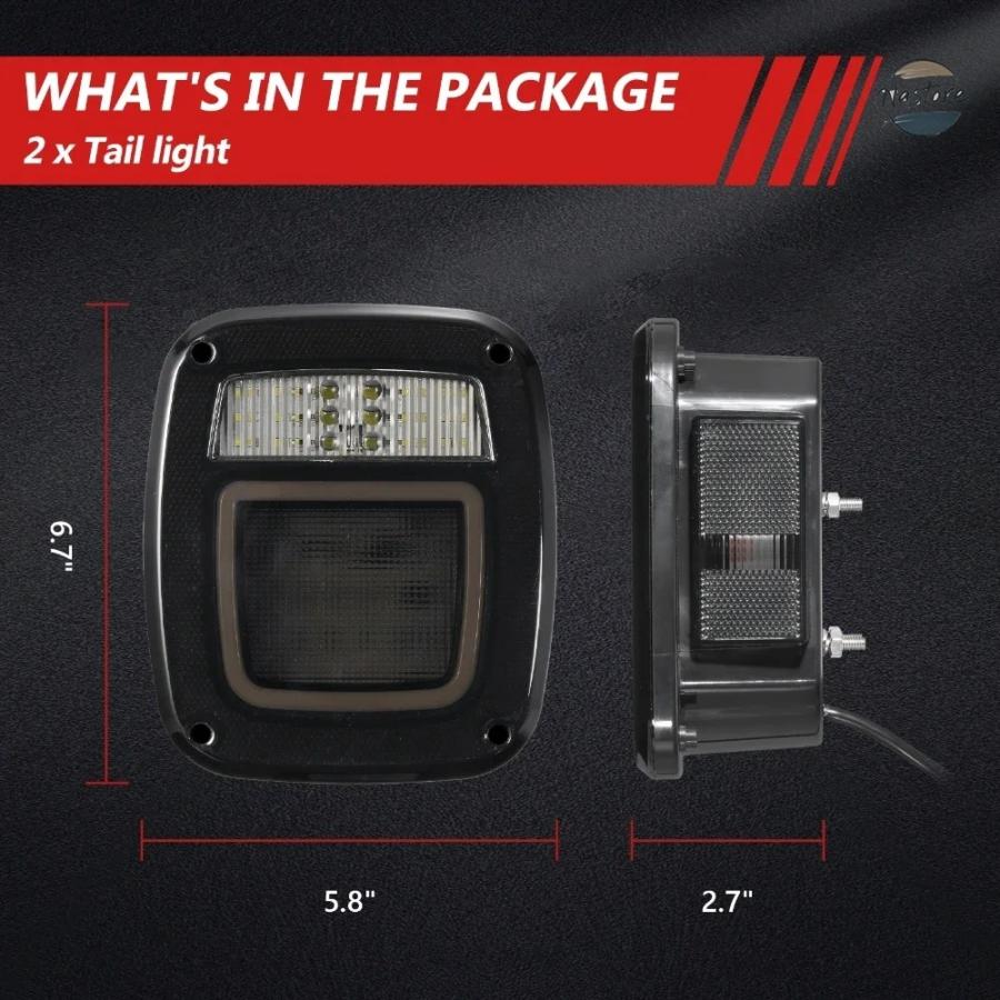 並行輸入品 リア ブレーキ ジープラングラー CJ TJ YJ JK トレーラーバン 汎用テールライト スモークレンズ ストップ リバースサイドマーカーの画像