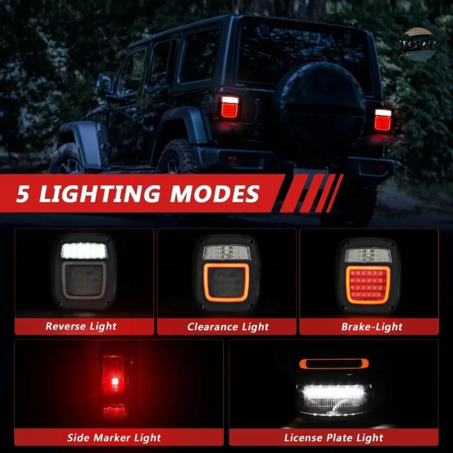 並行輸入品 リア ブレーキ ジープラングラー CJ TJ YJ JK トレーラーバン 汎用テールライト スモークレンズ ストップ リバースサイドマーカーの画像
