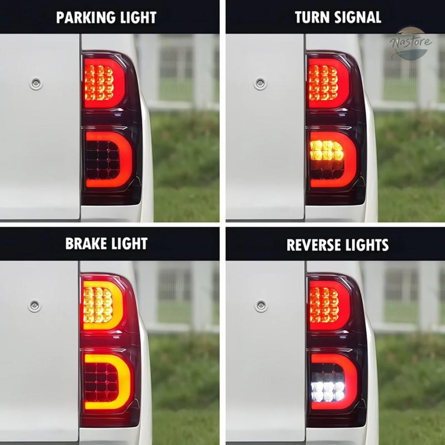 並行輸入品 リア ブレーキ ペア LED テールライト ランニングライト + + リバース + アンバー ウィンカー テールライト アセンブリ ハイラックスの画像