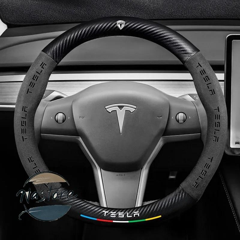 並行輸入品 テスラ tesla カバー ホイール カスタムパーツ モデル3 モデルy モデルs モデルx ロードスター スエード カーボン 滑り止め 通気性 ステアリング_15
