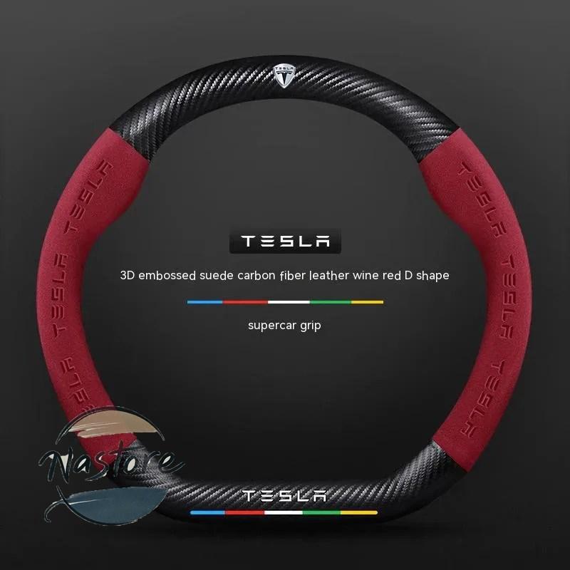 並行輸入品 テスラ tesla カバー ホイール カスタムパーツ モデル3 モデルy モデルs モデルx ロードスター スエード カーボン 滑り止め 通気性 ステアリング_16