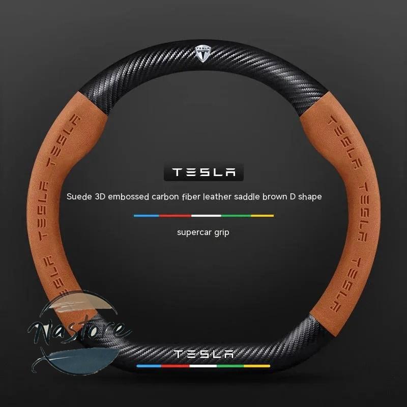 並行輸入品 テスラ tesla カバー ホイール カスタムパーツ モデル3 モデルy モデルs モデルx ロードスター スエード カーボン 滑り止め 通気性 ステアリング_17