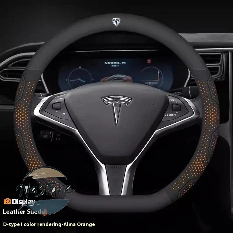 並行輸入品 テスラ tesla カバー ホイール カスタムパーツ モデル3 モデルy モデルs モデルx ロードスター カーボン スエードレザー 滑り止め ステアリング_19