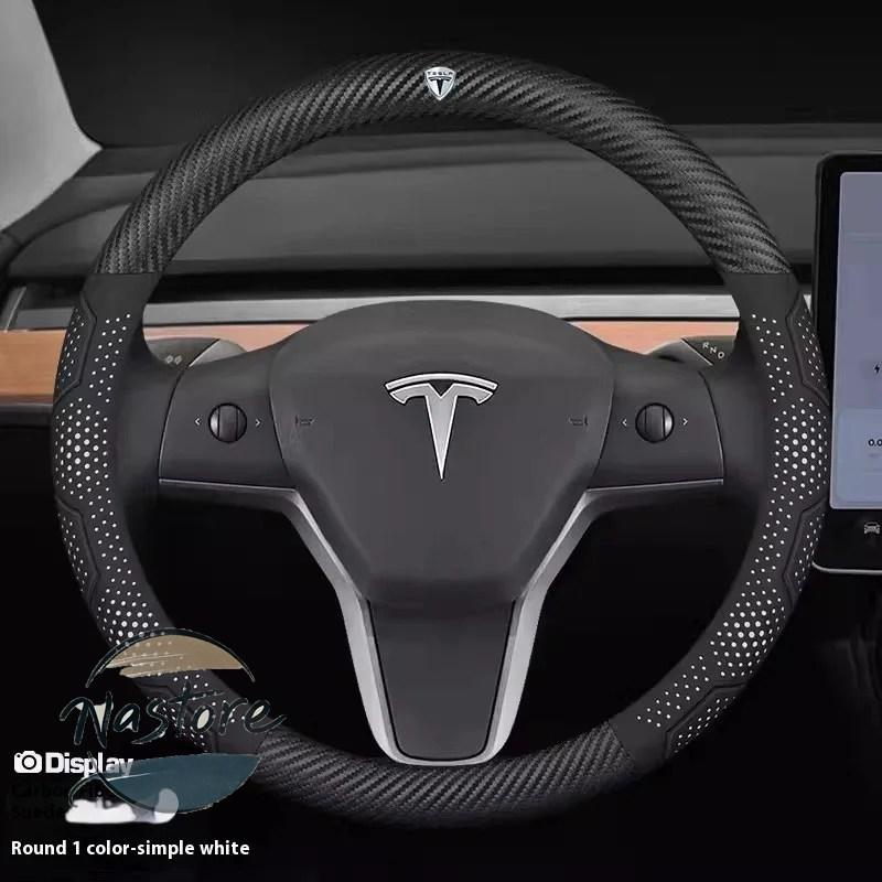 並行輸入品 テスラ tesla カバー ホイール カスタムパーツ モデル3 モデルy モデルs モデルx ロードスター カーボン スエードレザー 滑り止め ステアリング_20