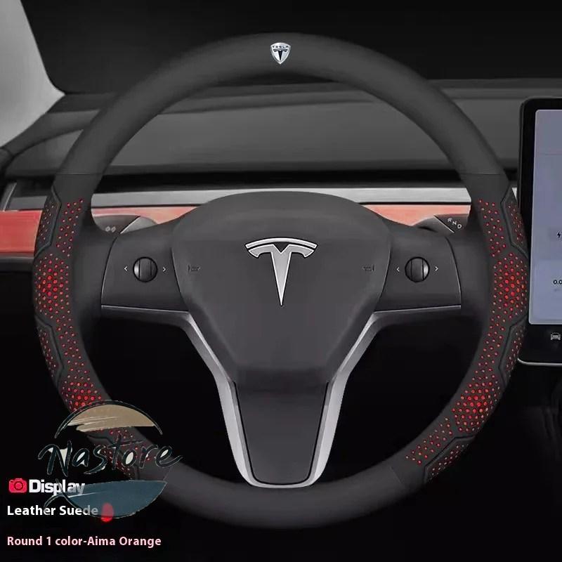 並行輸入品 テスラ tesla カバー ホイール カスタムパーツ モデル3 モデルy モデルs モデルx ロードスター カーボン スエードレザー 滑り止め ステアリング_21
