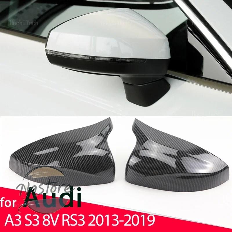 並行輸入品 アウディ audi カバー カーボンサイドミラー 黒い ホーン型 a3 s3 8v rs3 2013-2019の画像