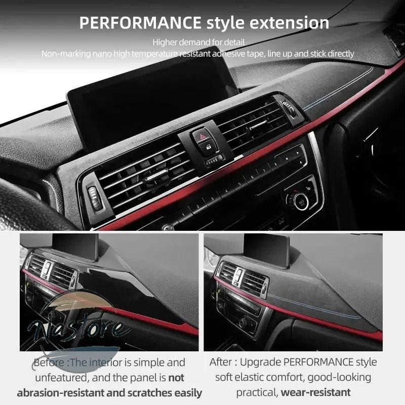 並行輸入品 BMW カスタム tpic-車内 ダッシュボード パネル インストルメントストリップ トリムパフォーマンス ステッカーアクセサリー アルカンタラ製 f30の画像
