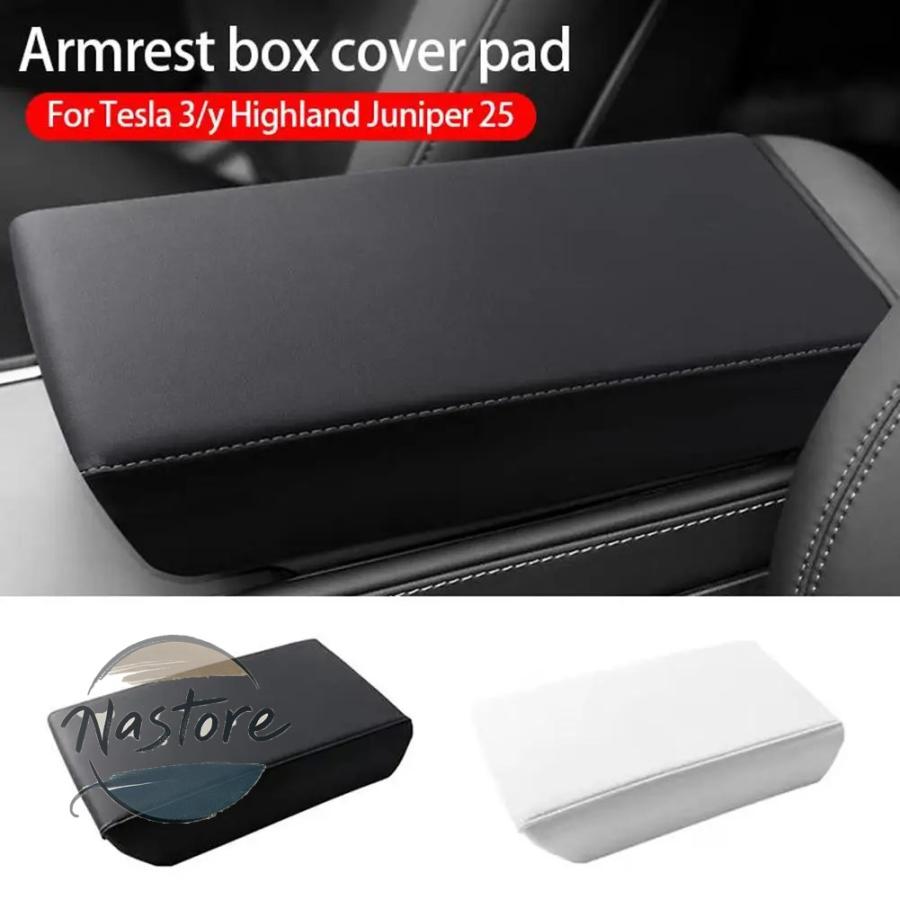 並行輸入品 テスラ tesla カバー アームレスト y 25 プロテクターボックス白ソフトレザーセンターコンソールパネルパッド model3 ハイランド v3z8の画像
