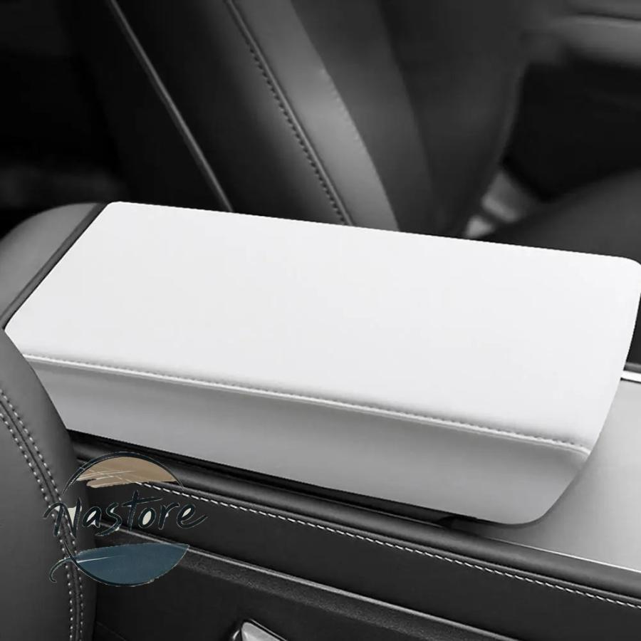 並行輸入品 テスラ tesla カバー アームレスト y 25 プロテクターボックス白ソフトレザーセンターコンソールパネルパッド model3 ハイランド v3z8の画像