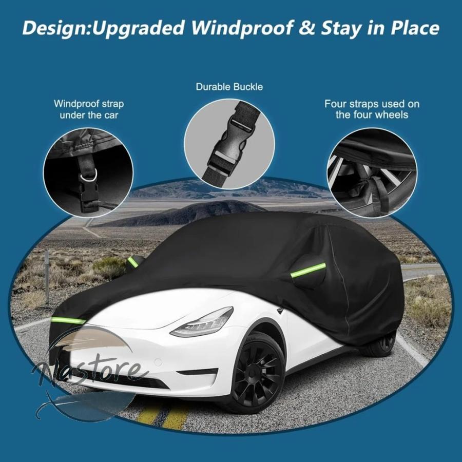 並行輸入品 テスラ tesla カバー カスタム 防水 モデル y 全ウェザー型保護 雨よけ 防風 充電ポート開口部 サイドジッパーの画像