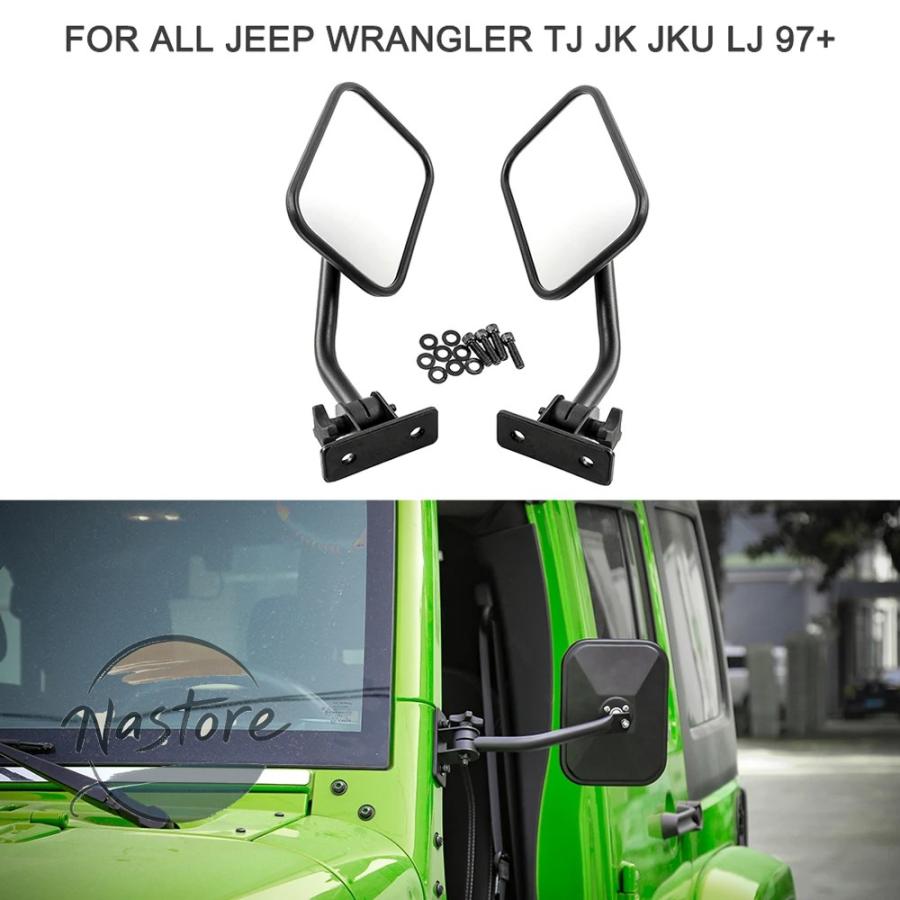 並行輸入品 ジープ 交換 サイドビューミラー ドアオフミラー 長方形ミラー 4x4 オフロードミラー クイックリリース ラングラーの画像