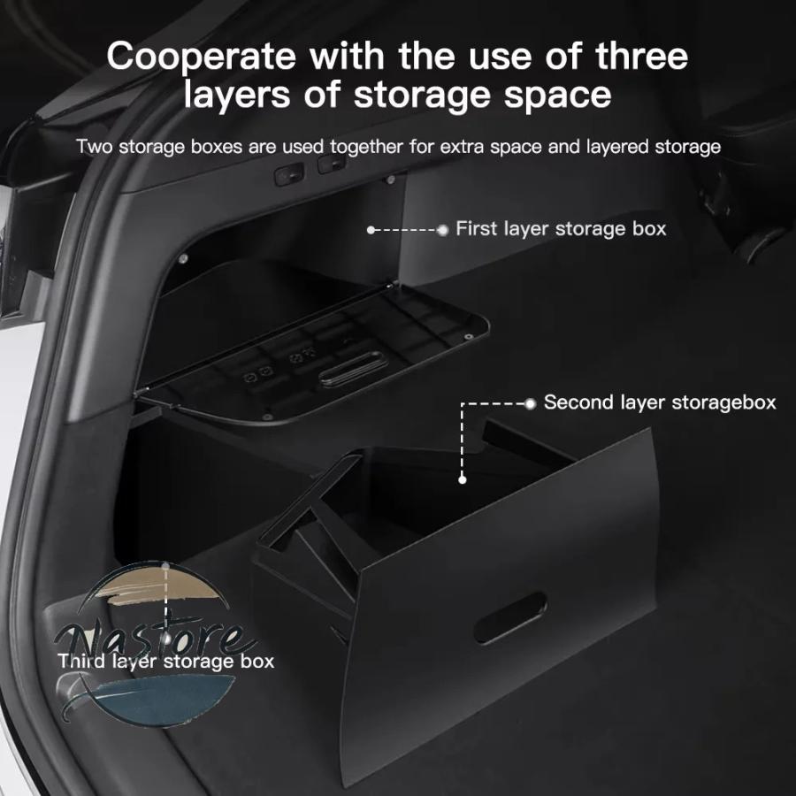 並行輸入品 テスラ tesla トランク収納ボックス 無臭 防水 リアモデルおよび2022-2024 段 サイドオーガナイザー 部品 カスタムパーツ アクセサリーの画像