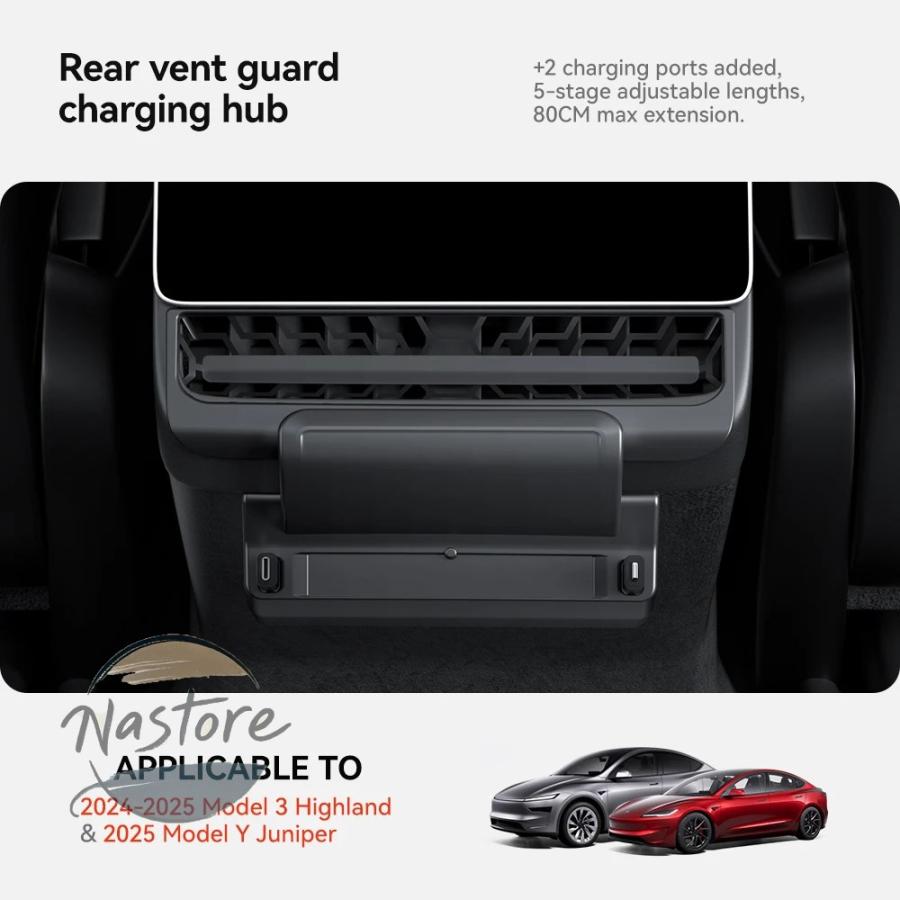 並行輸入品 テスラ tesla アクセサリー カスタム モデル 3/y ハイランドジュニパーリアエアベント 27 ワット急速チャージャー usb_2