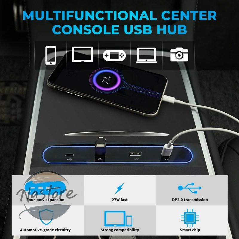 並行輸入品 テスラ tesla usb急速チャージャーシャントハブモデル3 y インテリジェントドッキングステーション カーアダプター 搭載スプリッタ延長 27ワットの画像
