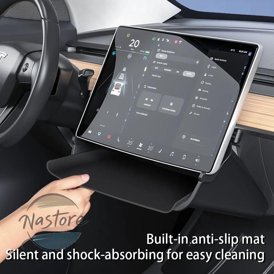 並行輸入品 テスラ tesla スクリーン アクセサリー カスタムパーツ 2021-2025 モデル y 下収納ボックスオーガナイザー シリコン滑り止め パッド_4