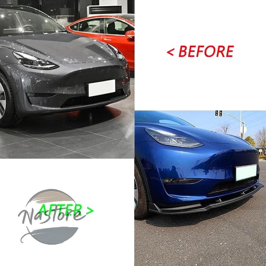 並行輸入品 テスラ tesla リップ モデル2019-2024 バンパーブレード カーボンルック ボディキット 光沢 あるブラック アウターアップグレード 部品の画像