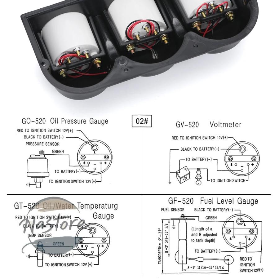 並行輸入品 52 mm 3 1 油圧ゲージ油温ゲージ水温ゲージ電圧計