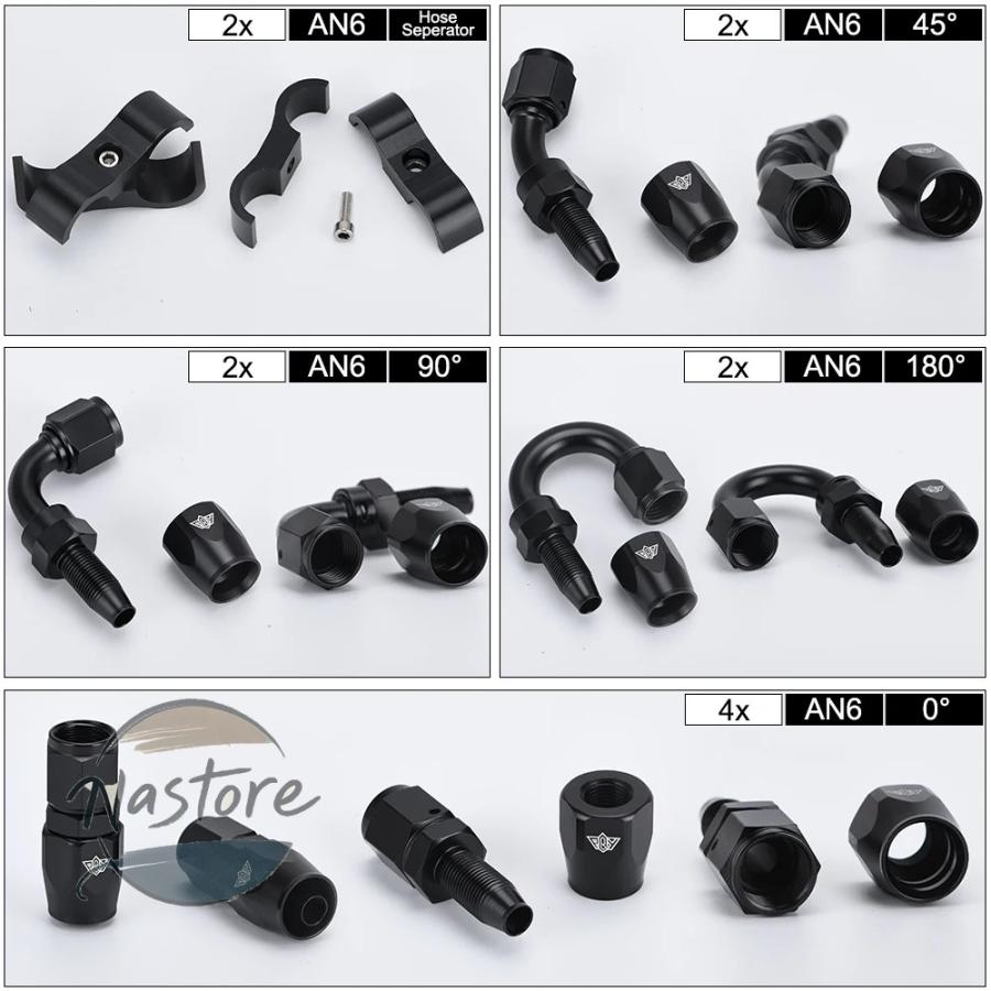 並行輸入品 an6 カスタムパーツ カスタム キット 6an オイル燃料 継手ホースエンド 0 + 45 90 180 度オイルアダプター 編組オイル燃料 カスタムパーツ 部品_3