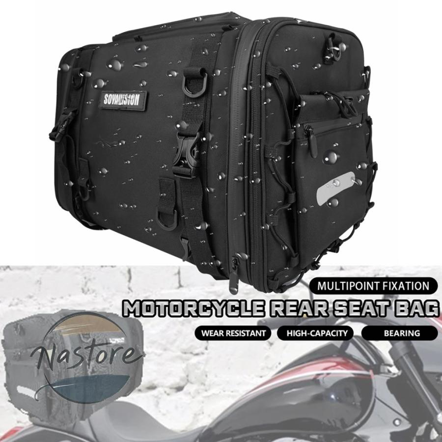 並行輸入品 バイク リア 大型 バックパック 防水 ラゲッジサドル 屋外ツーリング 拡張可能 35l 50lペットバッグ カスタムパーツ 部品 アクセサリーの画像