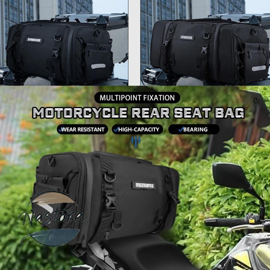 並行輸入品 バイク リア 大型 バックパック 防水 ラゲッジサドル 屋外ツーリング 拡張可能 35l 50lペットバッグ カスタムパーツ 部品 アクセサリーの画像