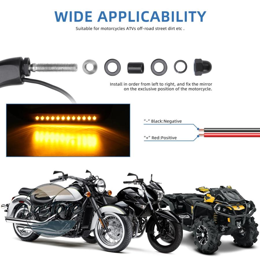 並行輸入品 バイク ミラー 1ペア axe シーケンシャル led リアビュー ウィンカーライト カスタムパーツ 部品 アクセサリーの画像