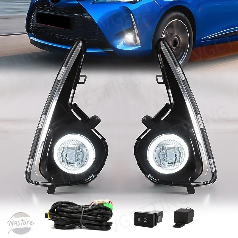並行輸入品 トヨタ YARIS VITZフォグライト エンジェルアイDRLランニングウィンカーイエローホワイトトリム2018 2019 2020_5