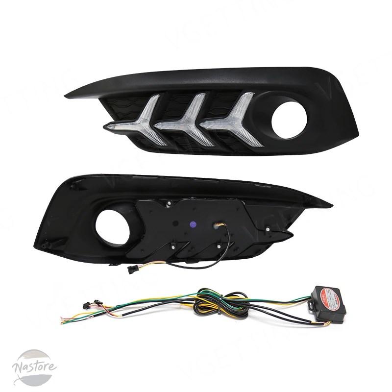 並行輸入品 LEDデイタイムランニングライト カーアクセサリー ホンダ honda シビック2016 2017 イエローウインカー ドレッド シグナルライト 2018の画像