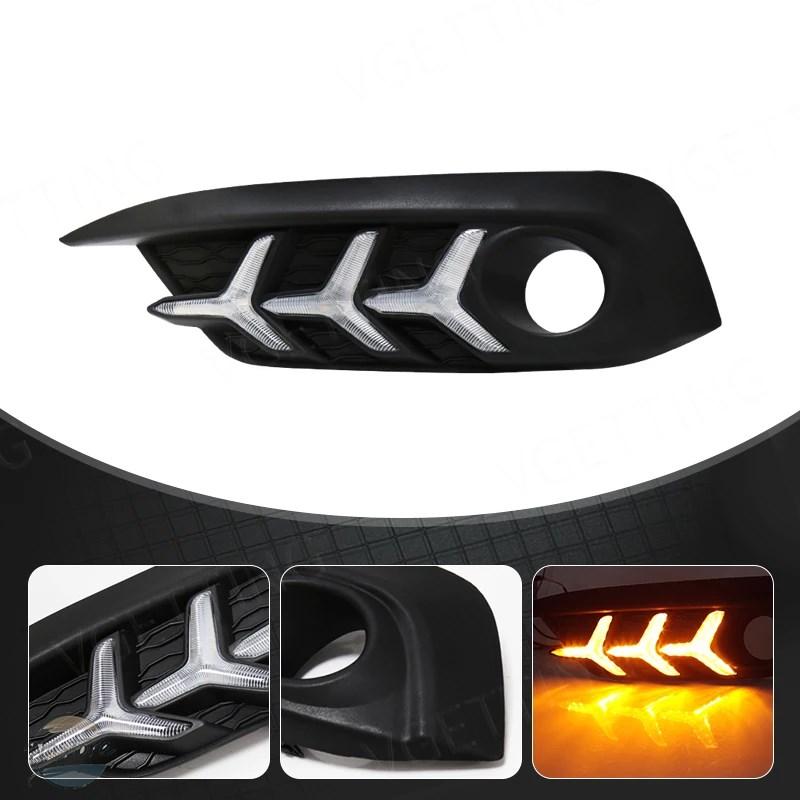 並行輸入品 LEDデイタイムランニングライト カーアクセサリー ホンダ honda シビック2016 2017 イエローウインカー ドレッド シグナルライト 2018の画像