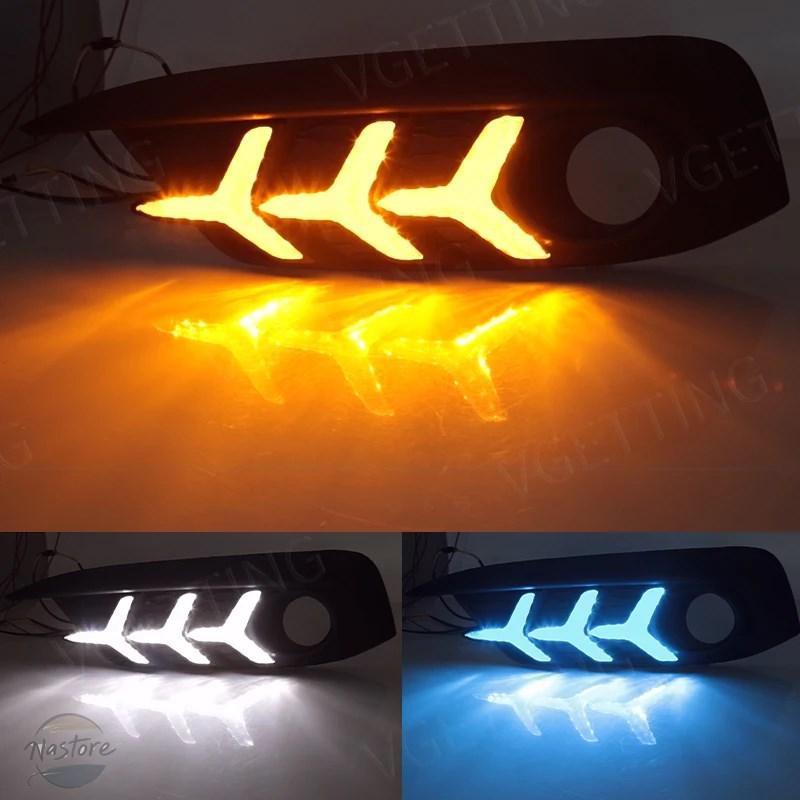 並行輸入品 LEDデイタイムランニングライト カーアクセサリー ホンダ honda シビック2016 2017 イエローウインカー ドレッド シグナルライト 2018の画像