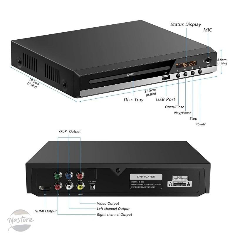 並行輸入品 DVDプレーヤー高解像度1080PホームDVDプレーヤーボックスリージョン DVD CDディスクプレーヤーAV出力内蔵マイクポートの画像