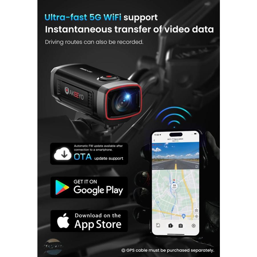 並行輸入品 AKY 710PRO バイク カメラ 4K 1800MAHバッテリー Gセンサー