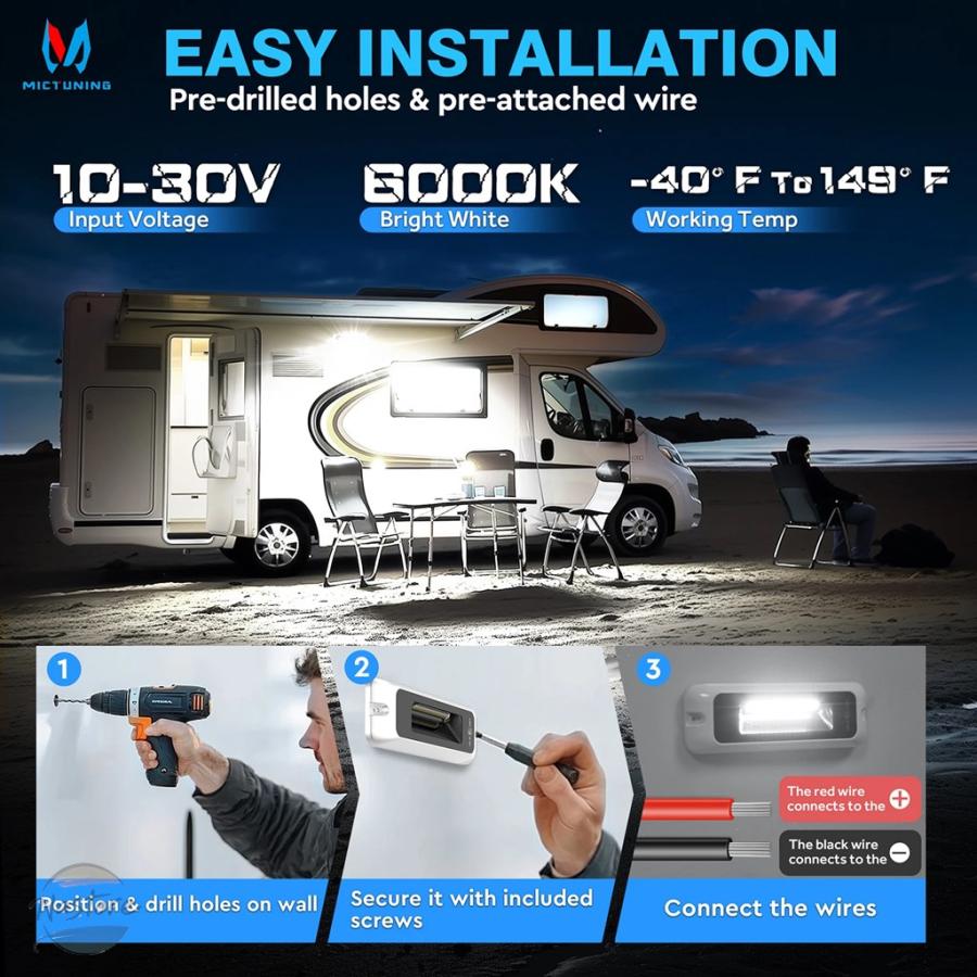 並行輸入品 MICTUNING 4インチ RV 屋外ポーチライト 外装 LED