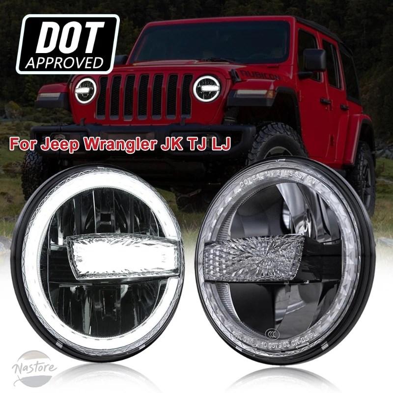 並行輸入品 ジープ ラングラー JK TJ LJ DRL ハイ/ロービーム付き 7