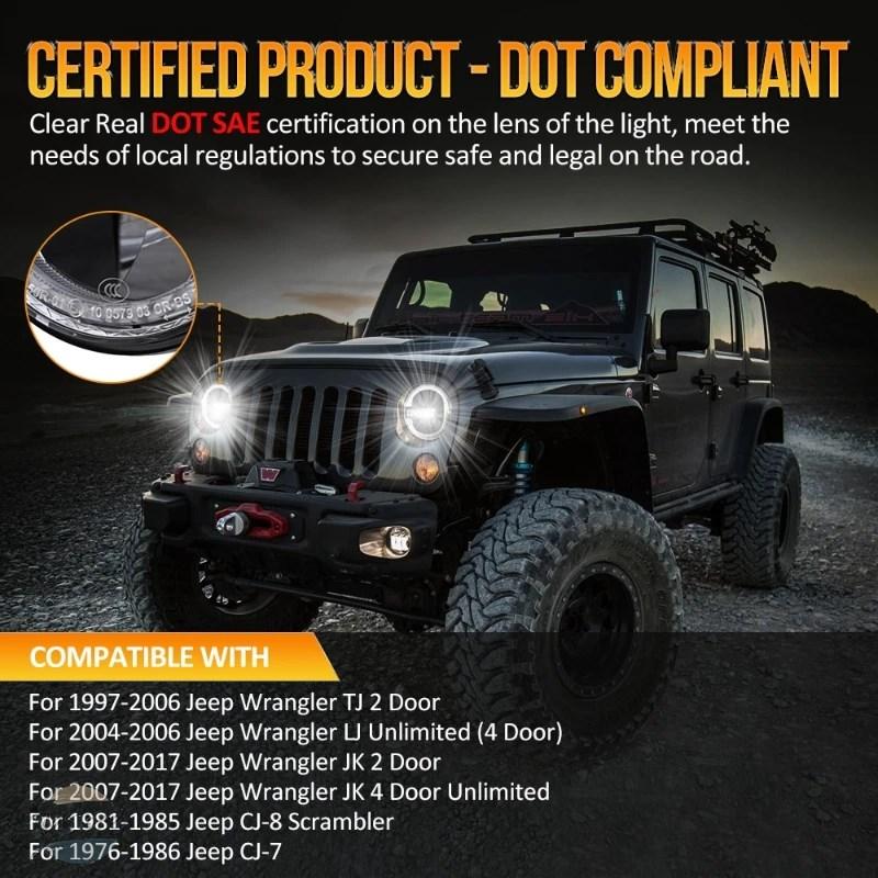 並行輸入品 ジープ ラングラー JK TJ LJ DRL ハイ/ロービーム付き 7